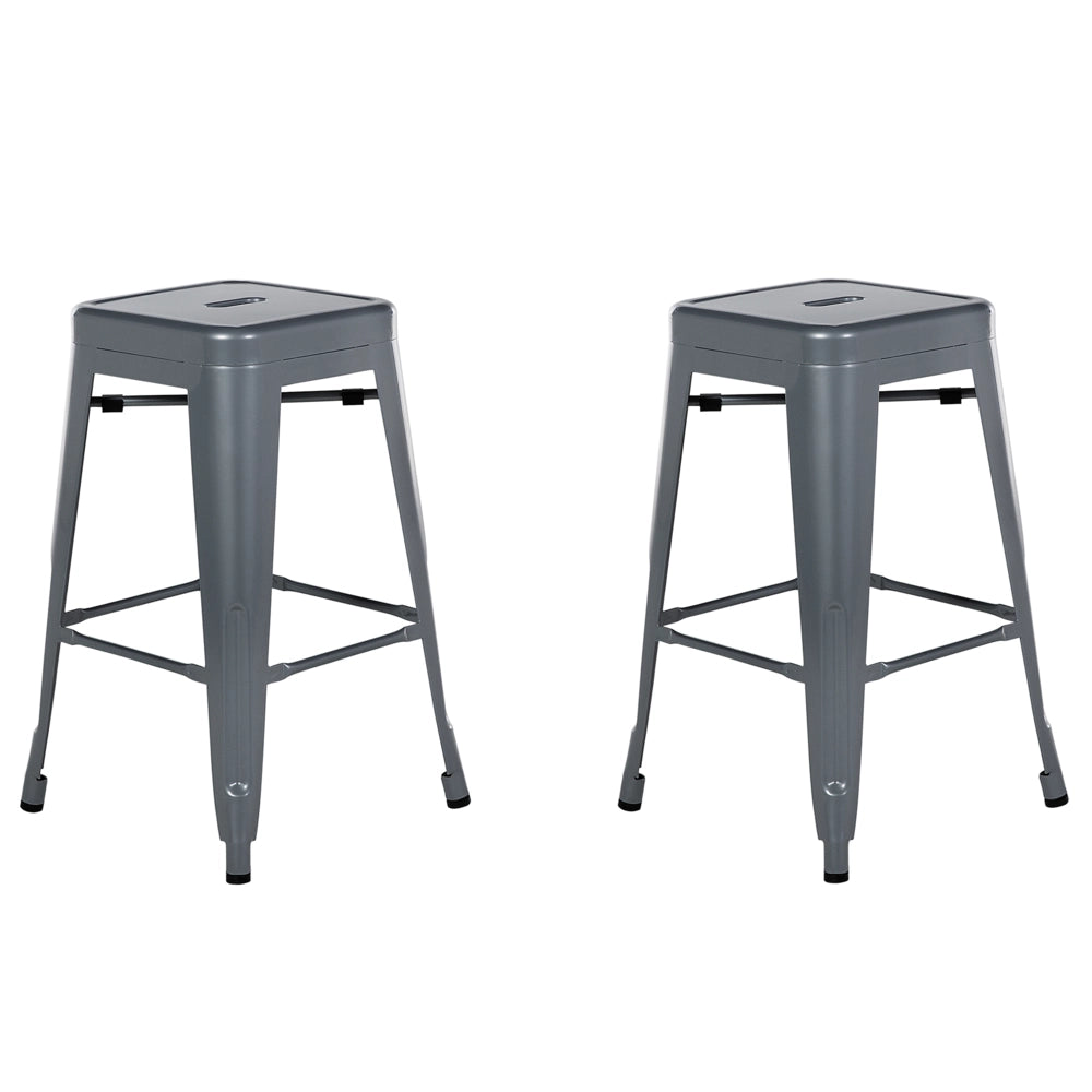 Set di 2 sgabelli da bar in Acciaio grigio altezza standard 60 cm dal design industriale