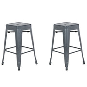 Set di 2 sgabelli da bar in Acciaio grigio altezza standard 60 cm dal design industriale