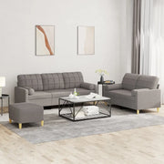 Set Divani 3 pz con Cuscini Tortora in Tessuto 3201337
