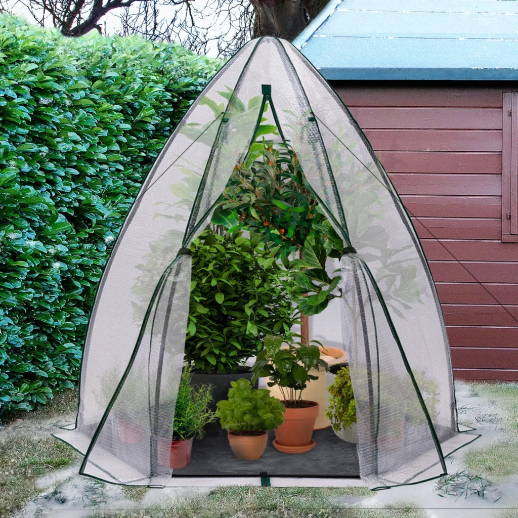 IDMarket - Serra invernale per balconi e terrazze, a forma di cupola con copertura a maxi bolle di calore 160 x 160 x 180 cm