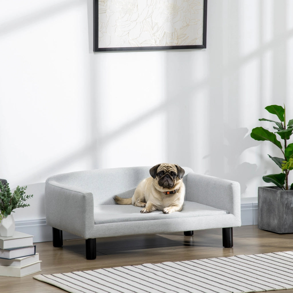 Divano per Cani Vellutato con Cuscino ¨C Zephmum ¨C Grigio Chiaro 82x54x36 cm