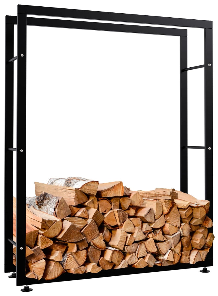 Esclusivo portalegna KERI V2 in metallo nero,25x100x125 cm