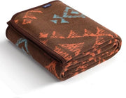 Degenere grande deken in lana Merino per divano esterno, picnic, viaggi in campeggio - tutto l'anno - 160 x 200cm - stile Navajo marrone