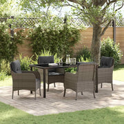 Set da Pranzo per Giardino con cuscino 5 pcs Grigio polyrattan 3380165