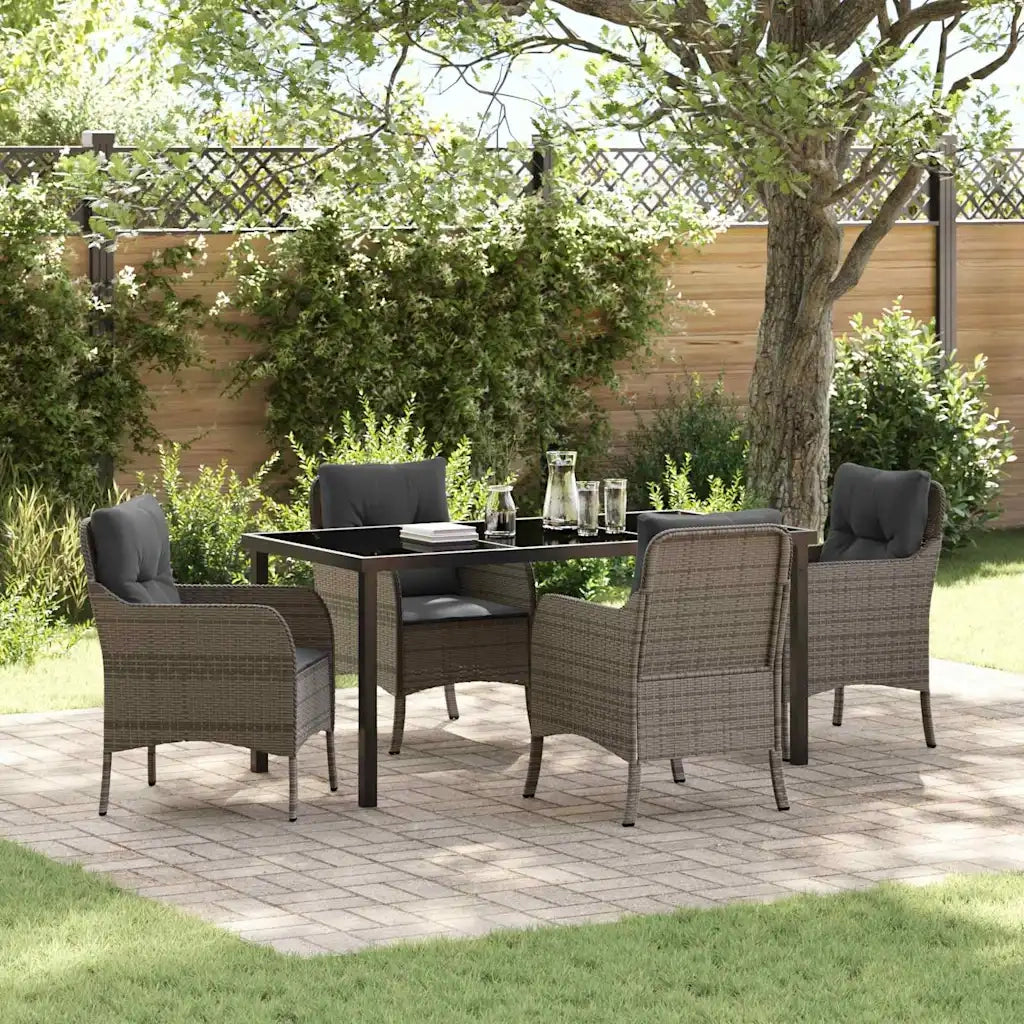 Set da Pranzo per Giardino con cuscino 5 pcs Grigio polyrattan 3380165