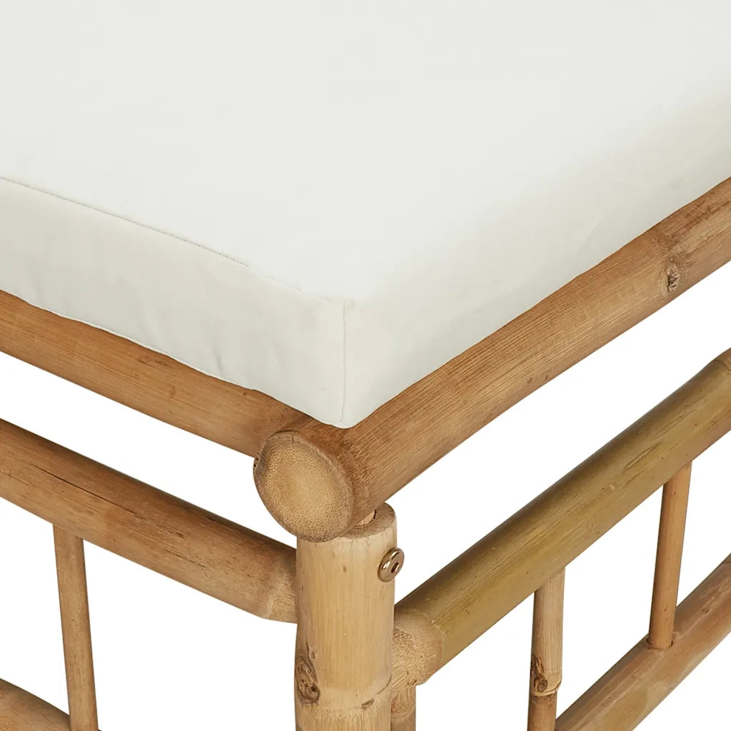 Divano Centrale da Giardino con Cuscini Bianco Crema in Bambù 362301