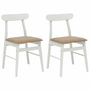 Sedia da pranzo 2 pz | Sedie da cucina Bianco e marrone Legno di gomma solido
