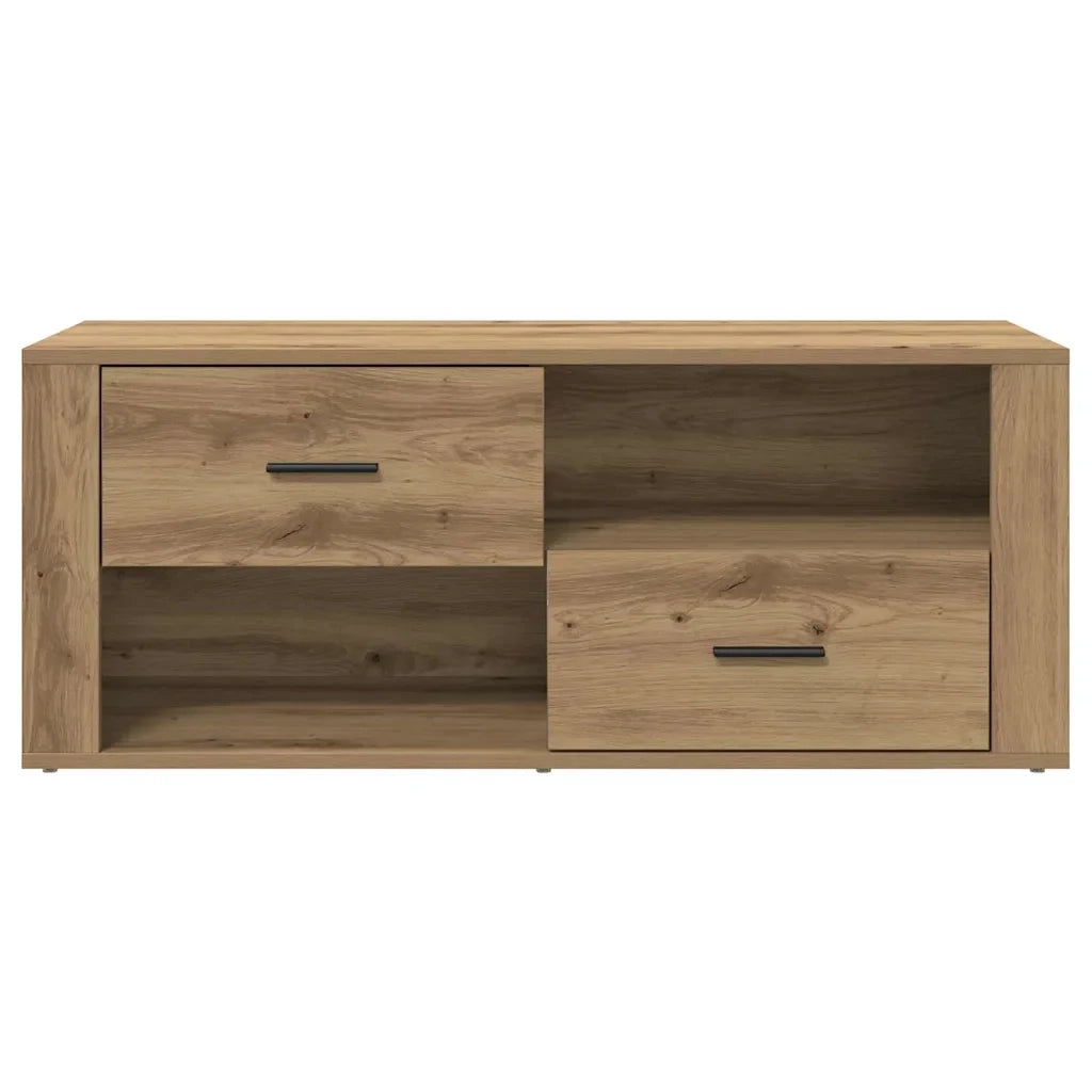 Mobile porta TV rustico con vano contenitore 100 x 35 x 40 cm finitura rovere ingegnerizzato realizzato artigianalmente 02_0052691