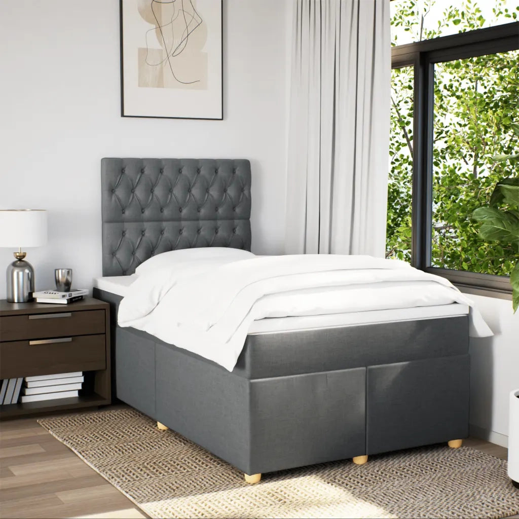 Giroletto a Molle con Materasso Grigio Scuro 120x200 cm Tessuto
