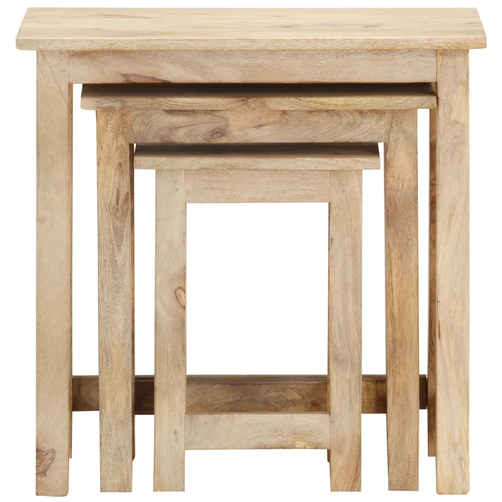 Tavolini Impilabili 3 pz in Legno Massello di Mango cod mxl 19789