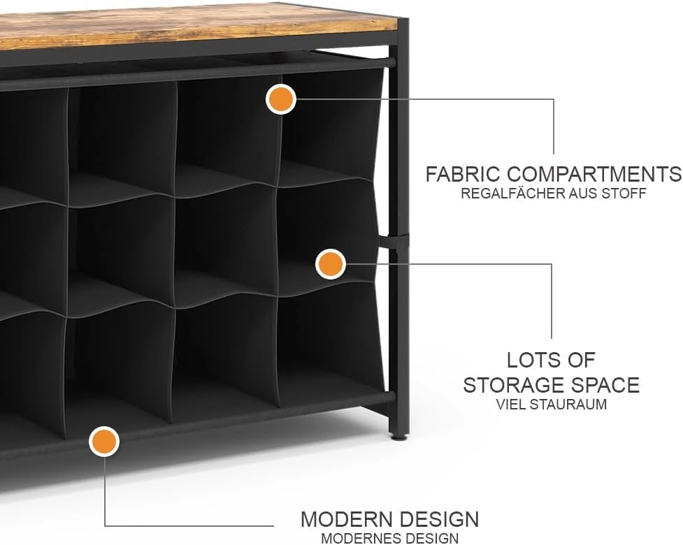 Scarpiera Fyrk, Rovere rustico, 100 x 54.5 cm, per la conservazione aperta di scarpe e accessori