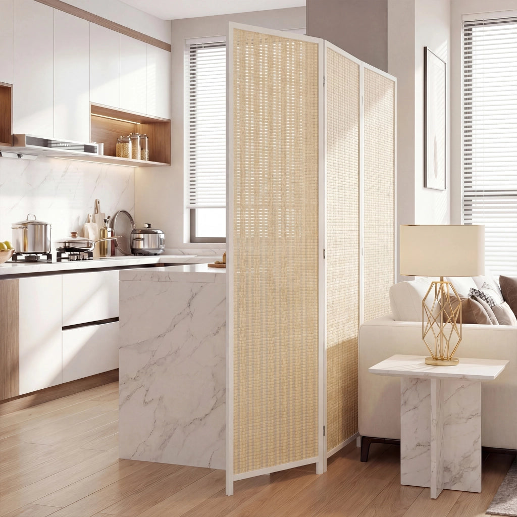 Paravento in legno 3 ante ¨C zephmum ¨C bianco 135x180 cm