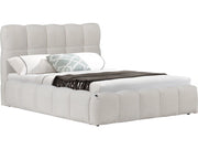 Letto matrimoniale in tessuto "Davos" con contenitore - 140 x 190 cm - Beige