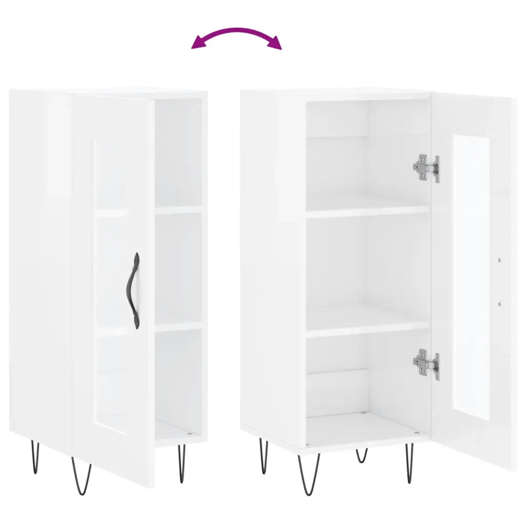 Credenza Bianco Lucido 34,5x34x90 cm in Legno Multistrato 828790