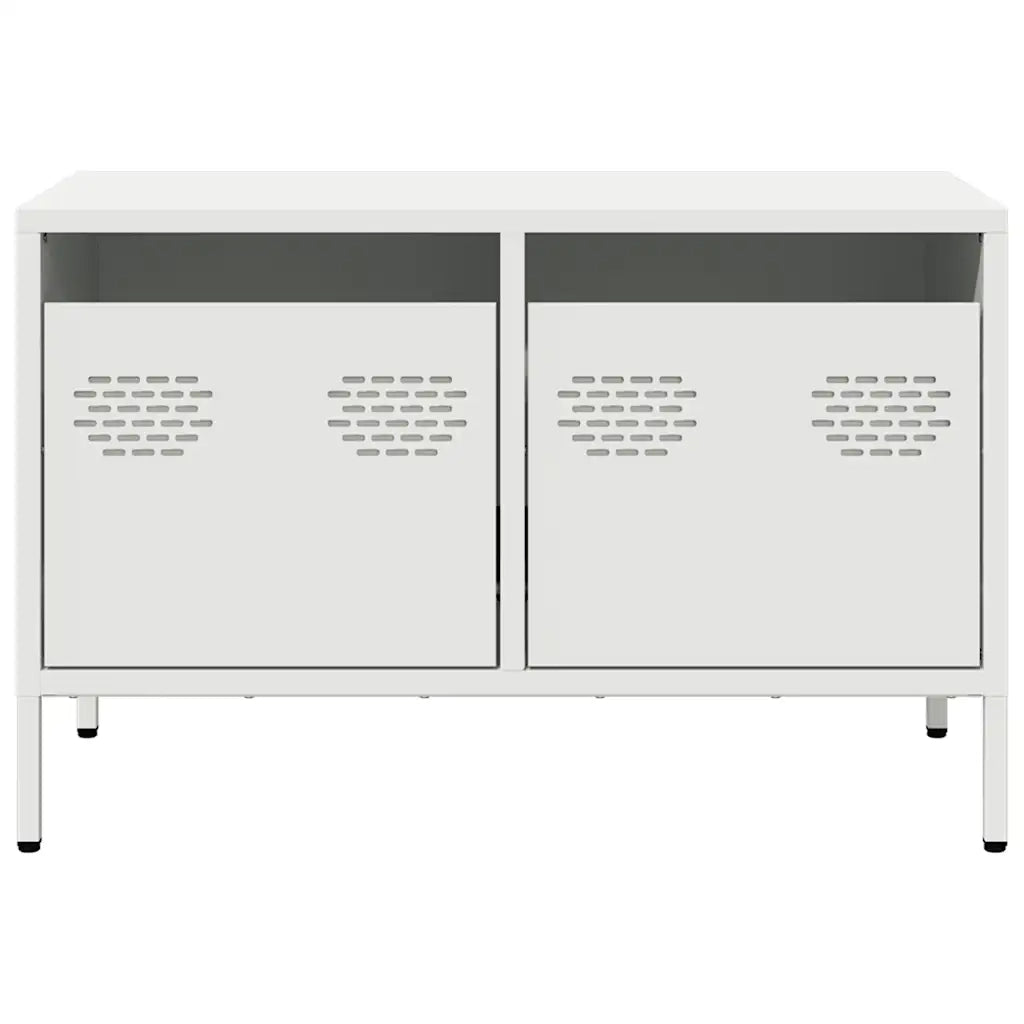 Mobile TV Bianco 68x39x43,5 cm in Acciaio Laminato a Freddo 851237