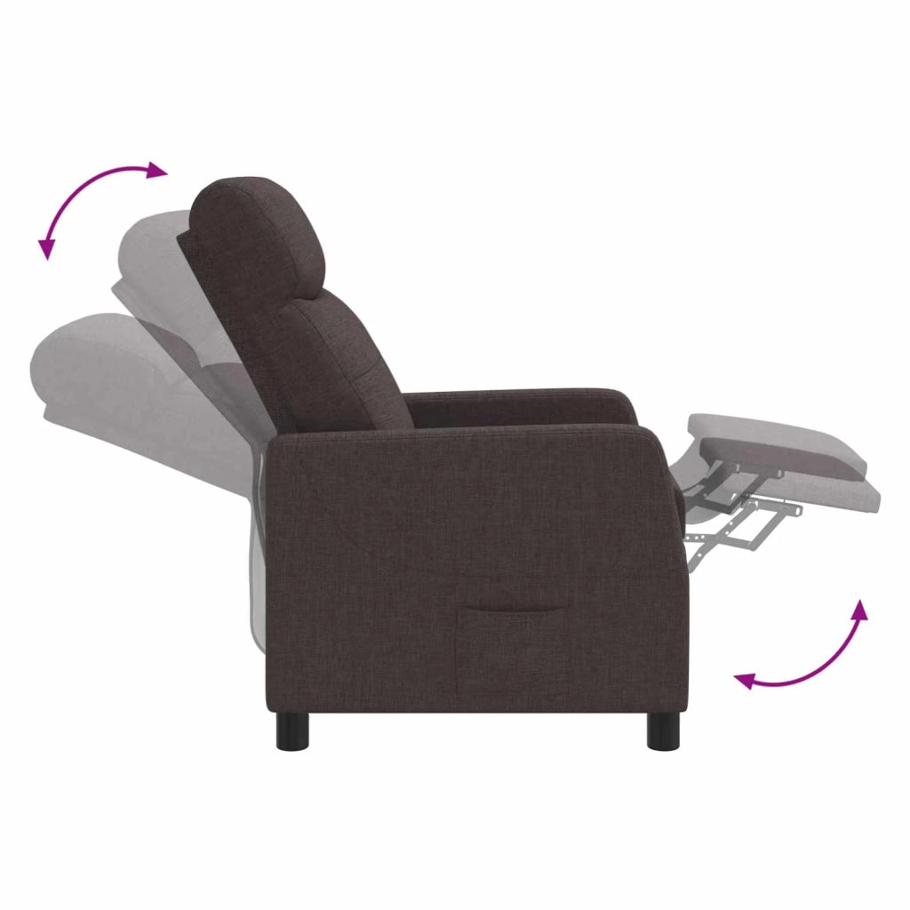 Divano Sedia-Poltrona reclinabile Marrone Scuro Tessuto 599277