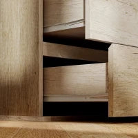 Comò 5 Cassetti, Mobile da Archiviazione dal Design Minimalista, Senza Maniglie, 60 x 38 x 100 cm, Legno Naturale