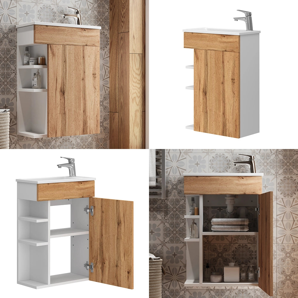 Vicco Set mobili bagno Quercia dorata 2 parti, con lavabo