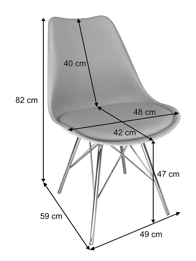 Sedia in polipropilene grigio piede in metallo cromato - Alex (2 pz.) - SD01ALPM