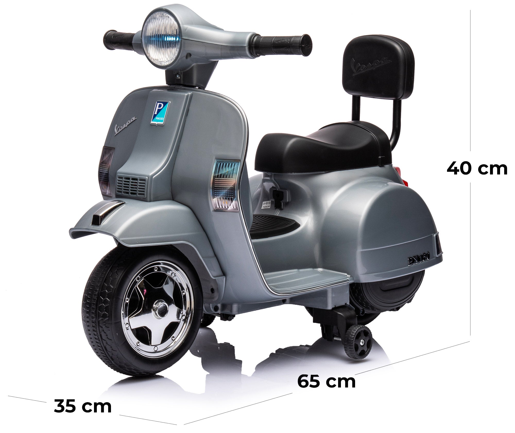 Piaggio Mini Vespa PX150 Elettrica 6V per Bambini Grigio