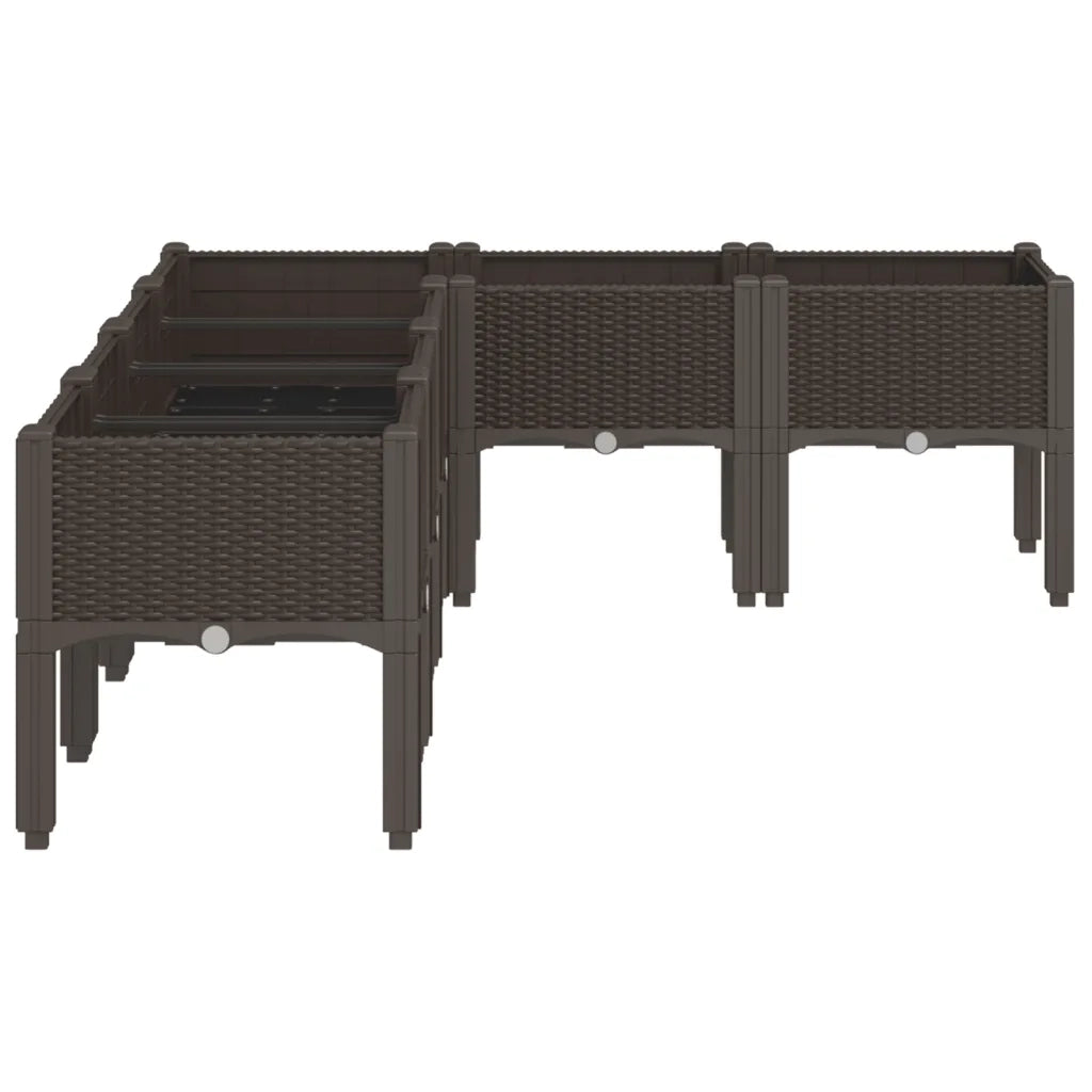 Fioriera da Giardino con Gambe Marrone 160x120x42 cm in PP 367910