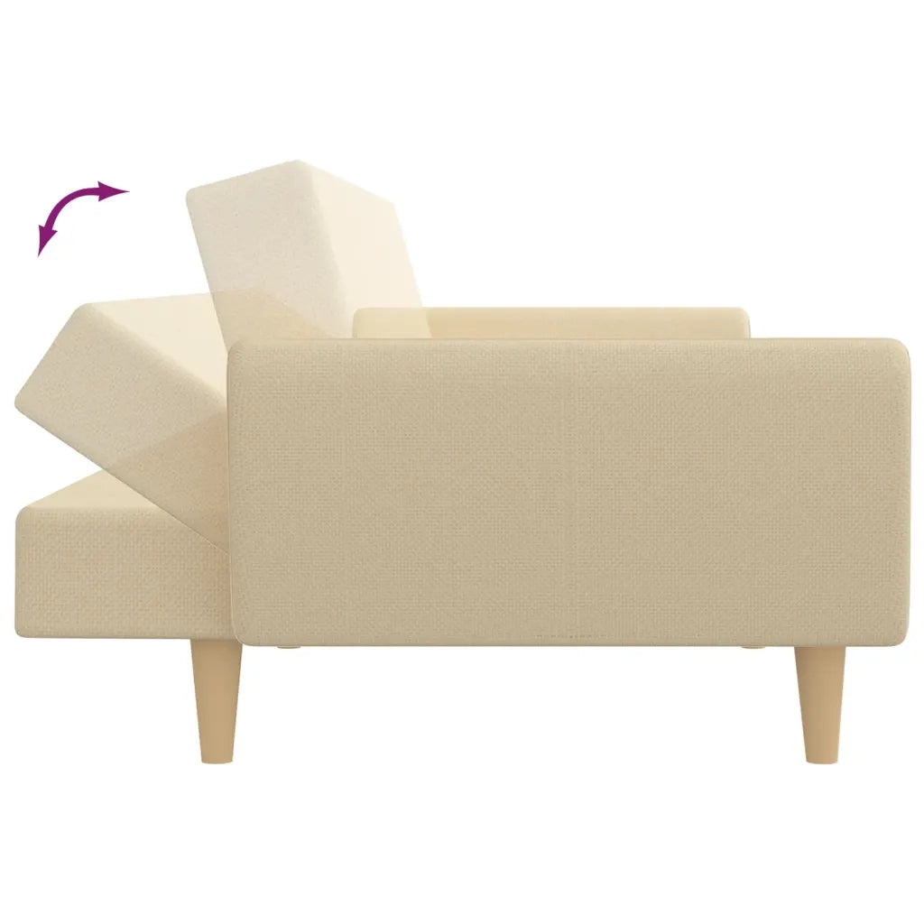 Divano Letto a 2 Posti Crema in Tessuto 375855