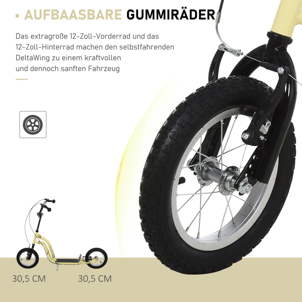 Monopattino Bambini con Manubrio Regolabile ¨C Zephmum ¨C Ruote 12'' Beige