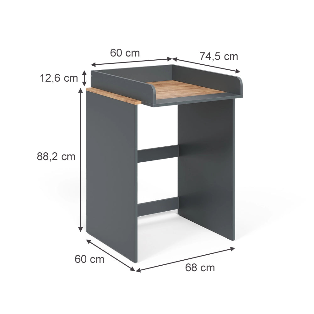 Mobile lavatrice Viktor Antracite/Rovere dorato 68 x 88.2 cm 2 parti con fasciatoio Vicco