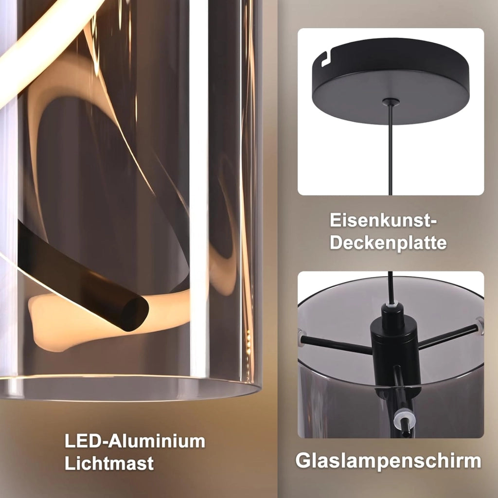 Lampada a sospensione ZMH LED nera 8w 3000k altezza regolabile per soggiorno cucina