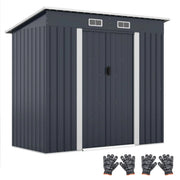 Casetta da giardino multiuso 213 x 112 x 185 cm con tetto basculante e porta scorrevole in metallo grigio 20_0010005