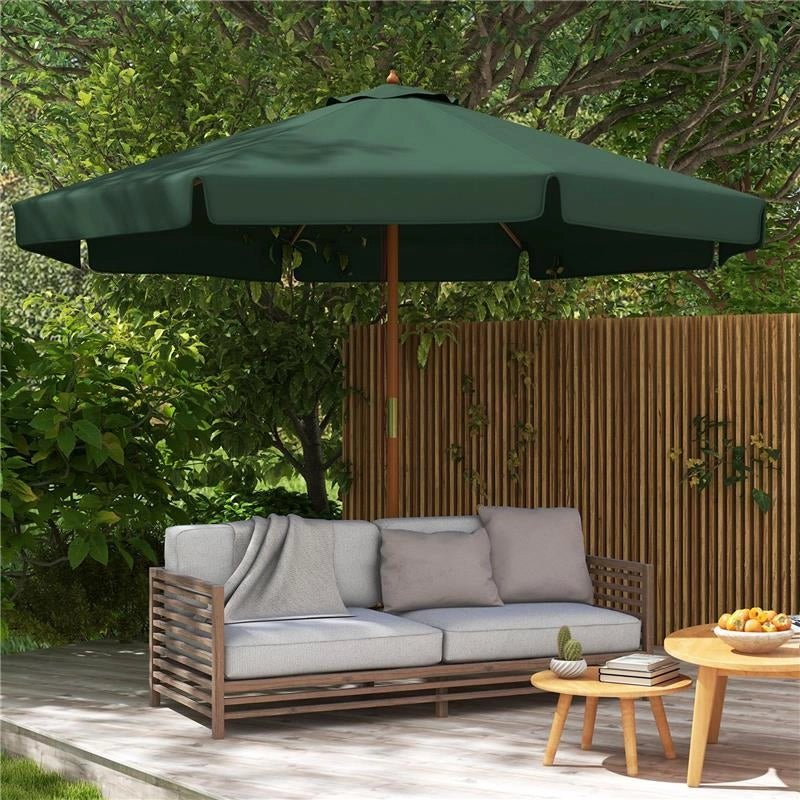 OMBRELLONE DA GIARDINO CON DOPPIO TETTUCCIO IN BAMBÙ E POLIESTERE Ø 325X250 CM VERDE