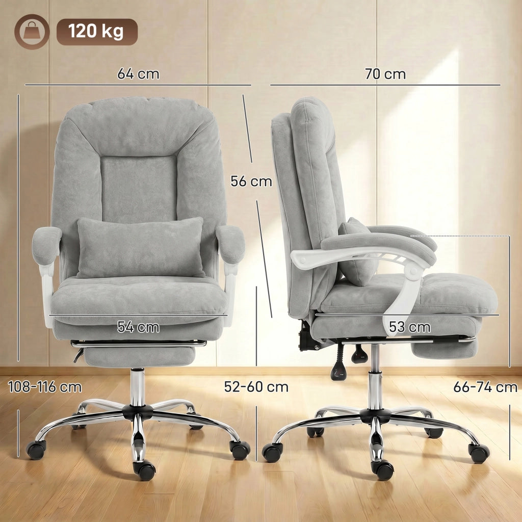 Poltrona da ufficio ergonomica reclinabile in velluto ¨C zephmum ¨C grigio chiaro