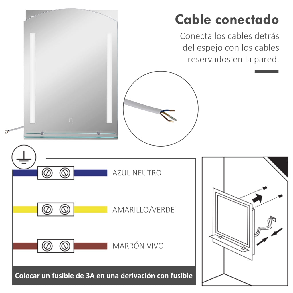 Specchio Bagno con Luce LED ¨C zephmum ¨C 70x50 cm Bianco
