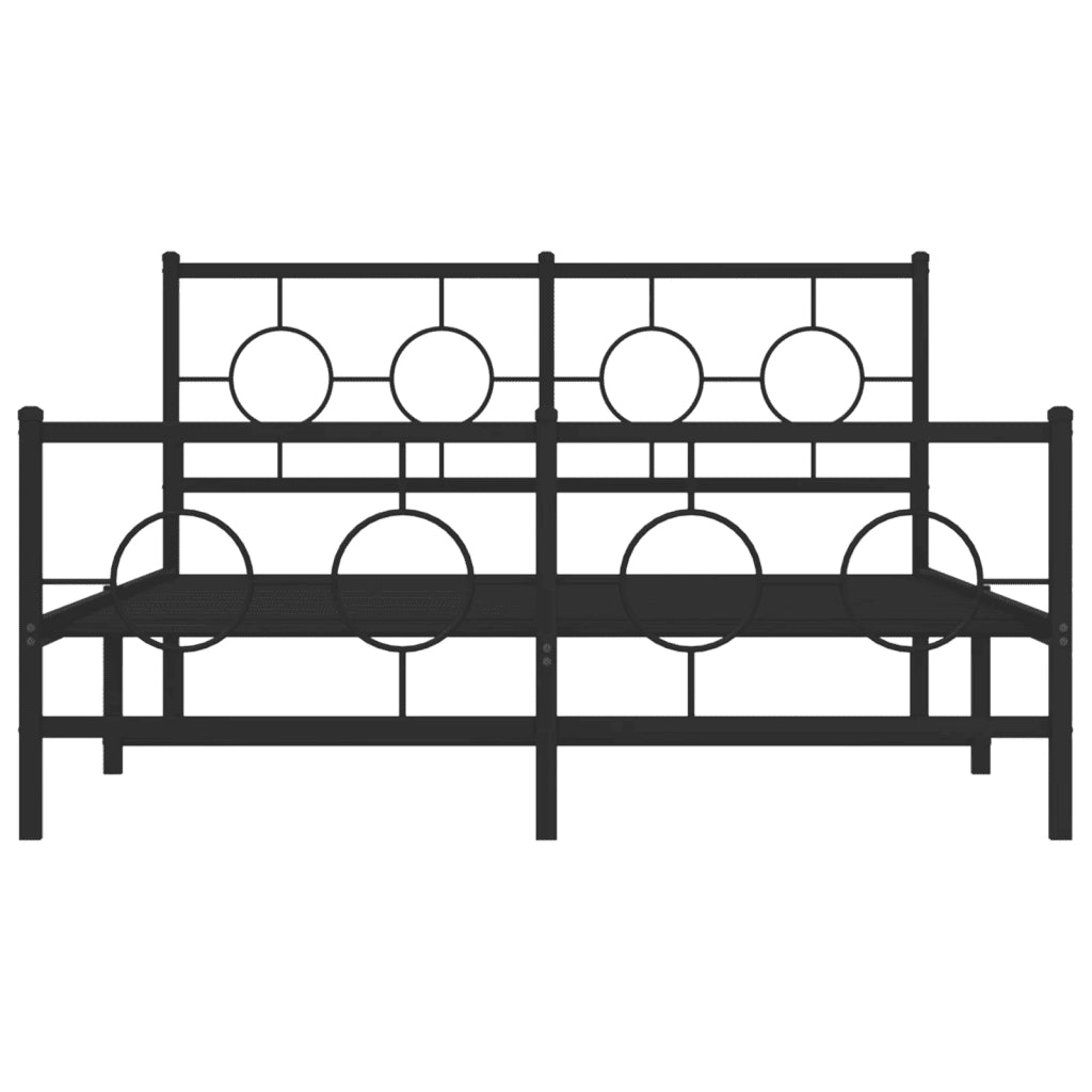 Giroletto con Testiera e Pediera-Struttura Letto Metallo Nero 140x200 cm 791119