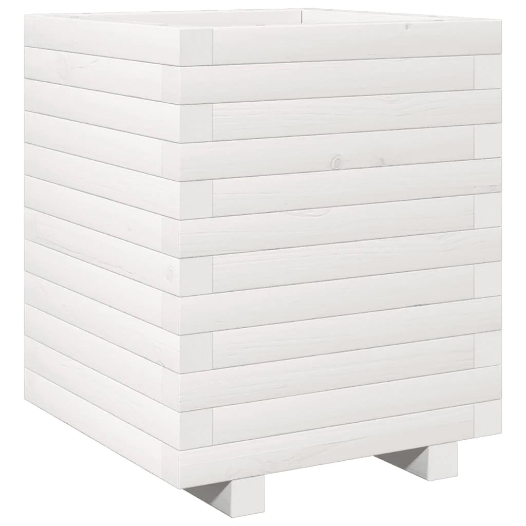 Fioriera rialzata per piante e fiori terrazza o giardino 40 x 40 x 49,5 cm legno di pino massiccio bianco 02_0037567