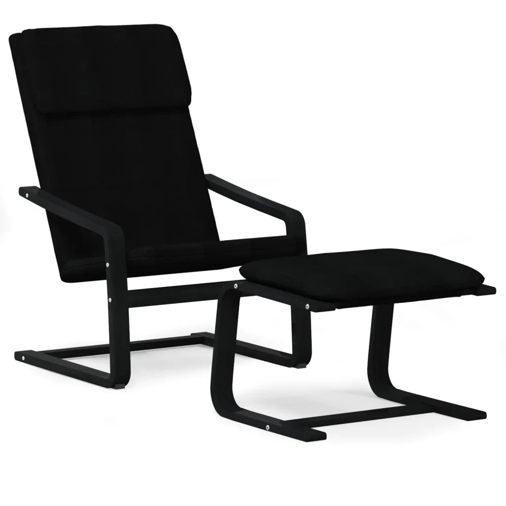 Divano Sedia-Poltrona Relax con Poggiapiedi Nera in Tessuto 745422