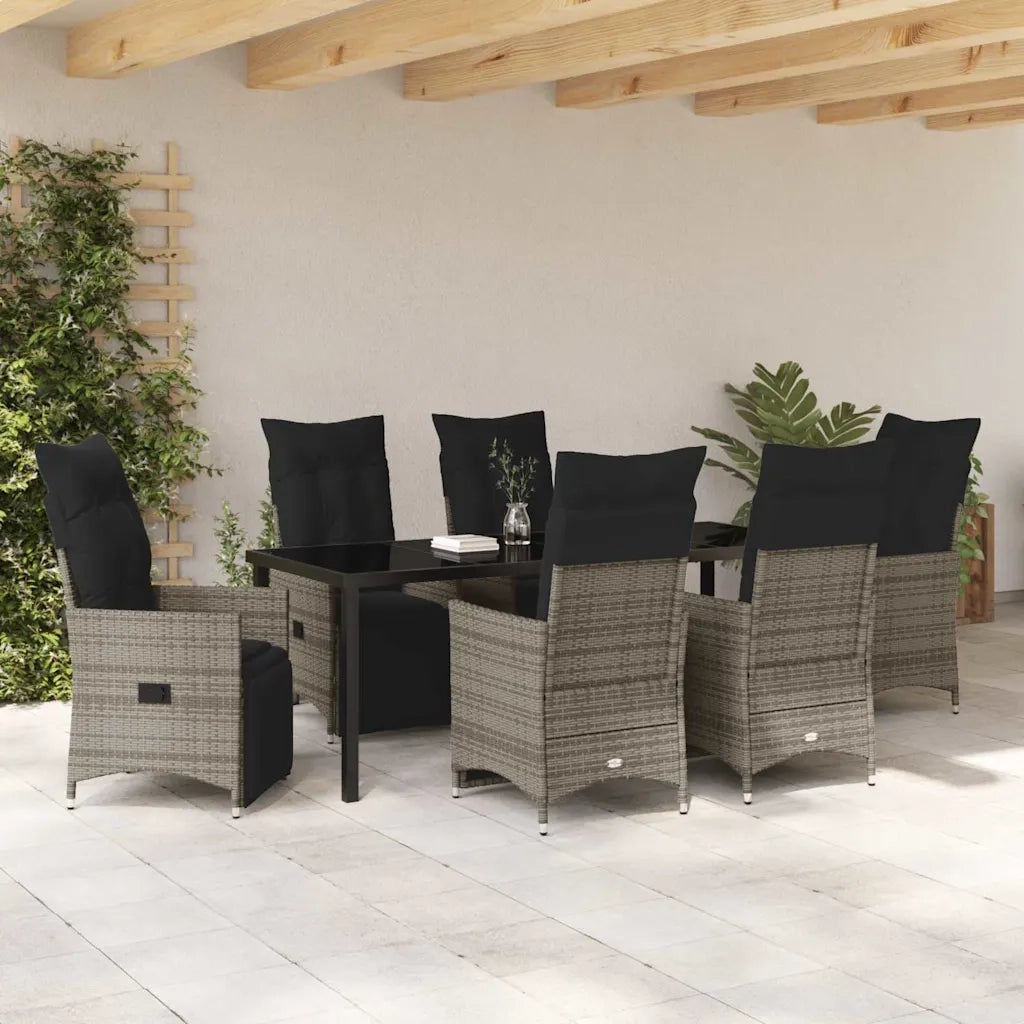 Set da Pranzo per Giardino con cuscino 7 pcs Grigio polyrattan 3379581