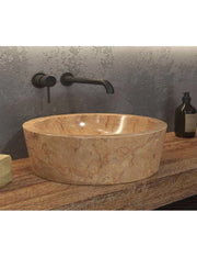 TIMUR ROSSO lavabo rotondo da appoggio Ø40 x15 cm in pietra