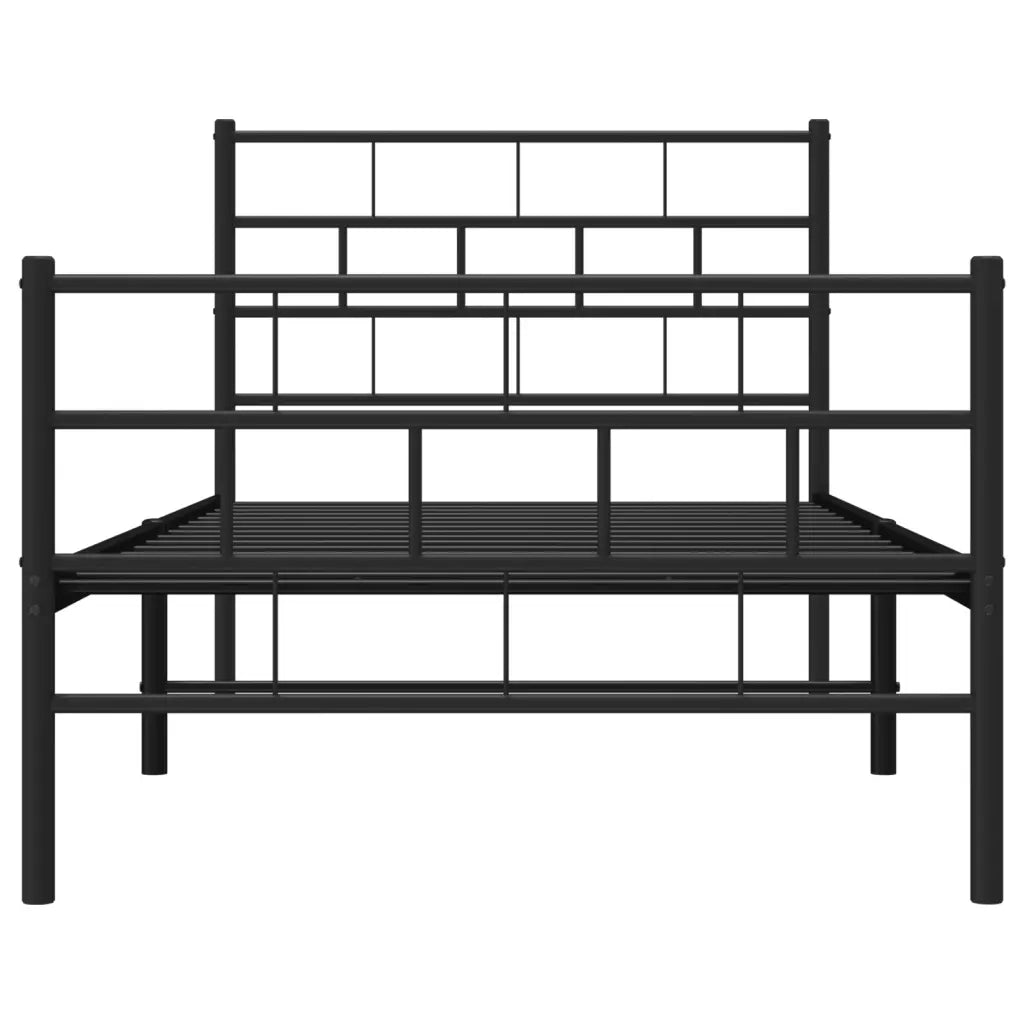 Giroletto con Testiera e Pediera Metallo Nero 90x190 cm 355669