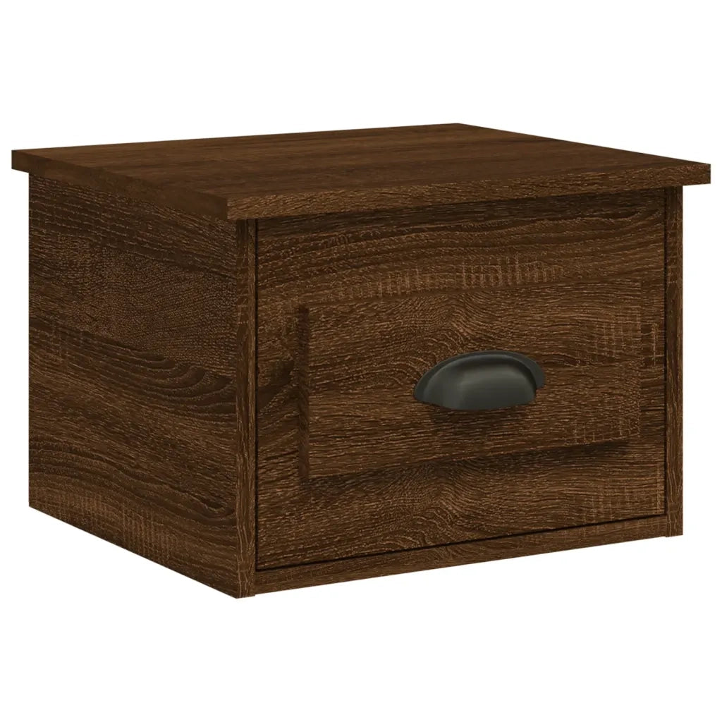 Comodino a Parete-Tavolino da notte sospeso Rovere Marrone 41,5x36x28 cm