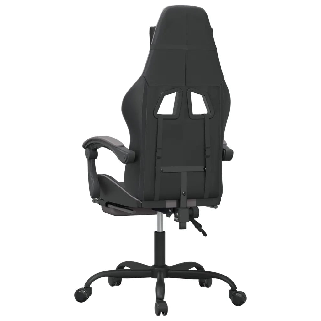 Sedia da Gaming Girevole Poggiapiedi Nero e Grigio Similpelle cod mxl 67723