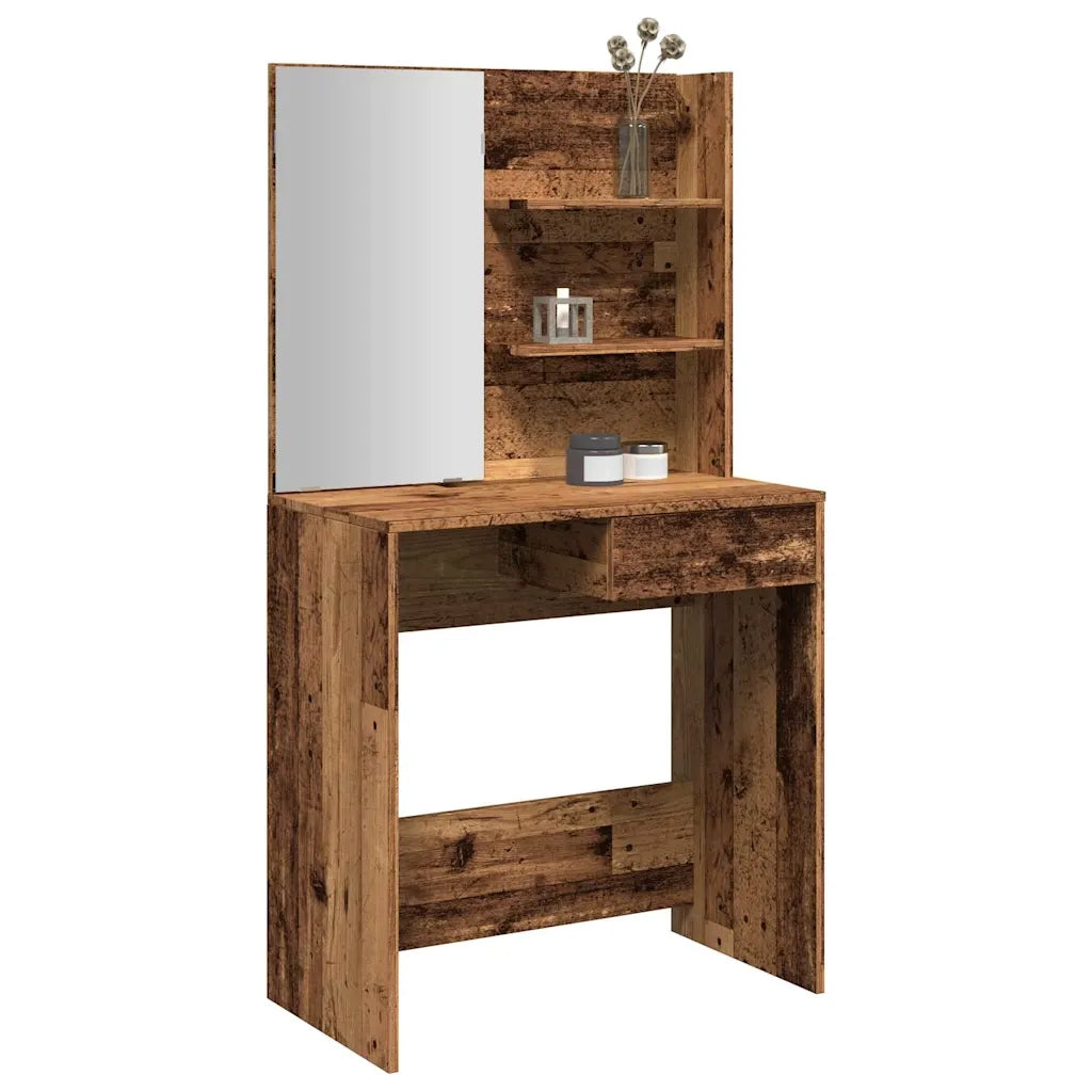 Toeletta con Specchio Legno Vecchio 74,5x40x141 cm 857007