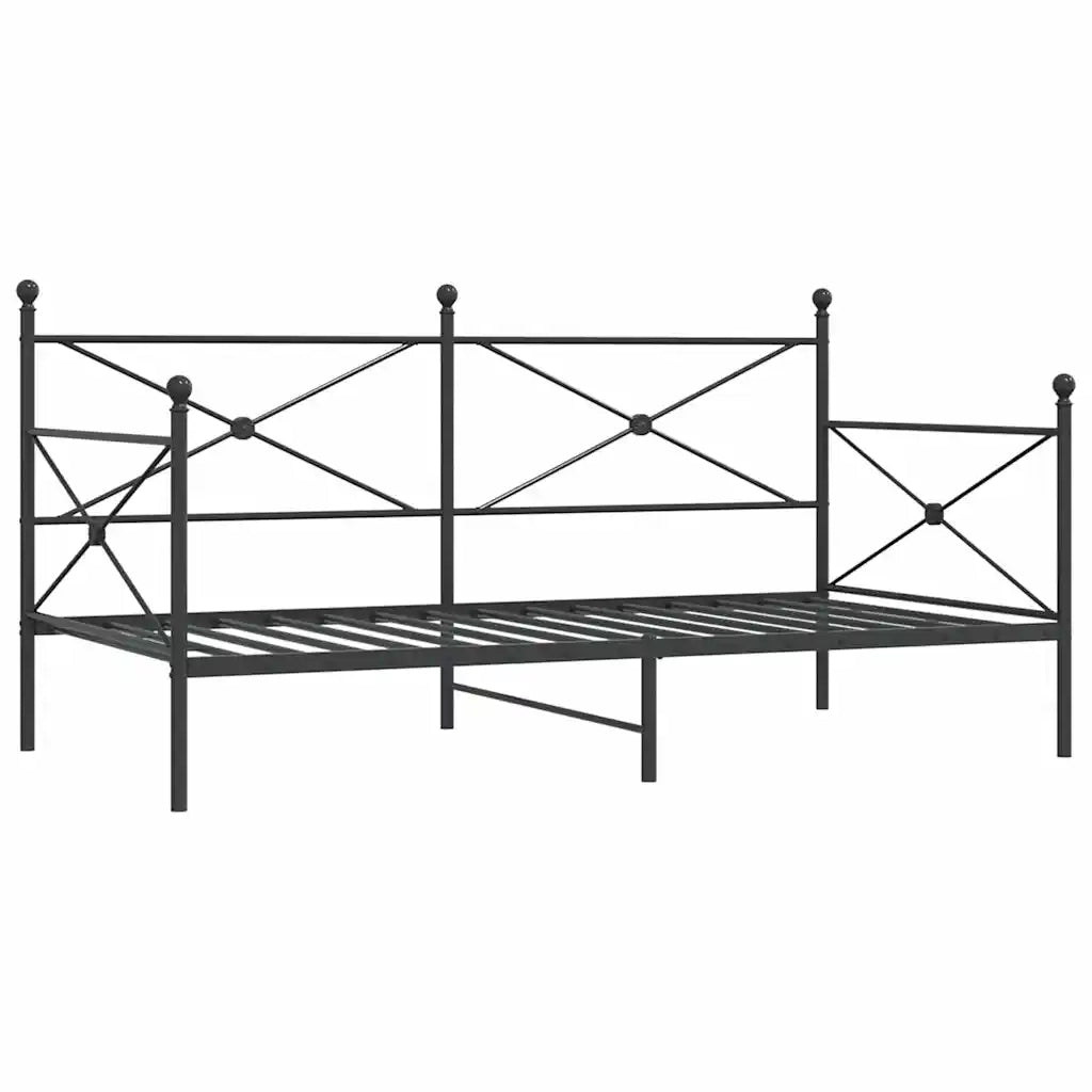 Letto singolo | Letto per adulti | Dormeuse senza Materasso Nero 100x190 cm in Acciaio
