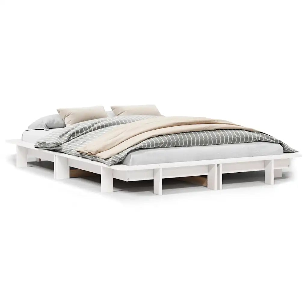 Letto senza Materasso Bianco 120x200 cm Legno Massello di Pino 850663