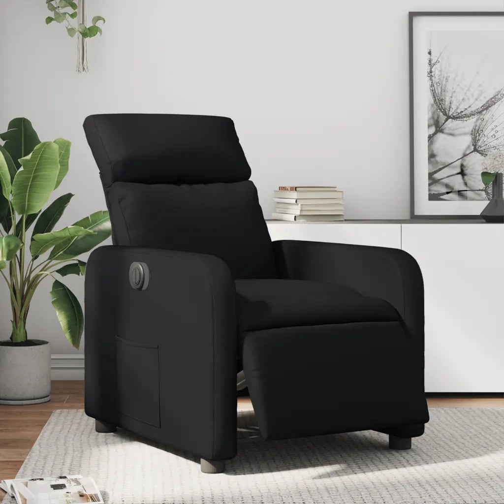 Divano Sedia-Poltrona Reclinabile Elettrica Nera in Similpelle 963656