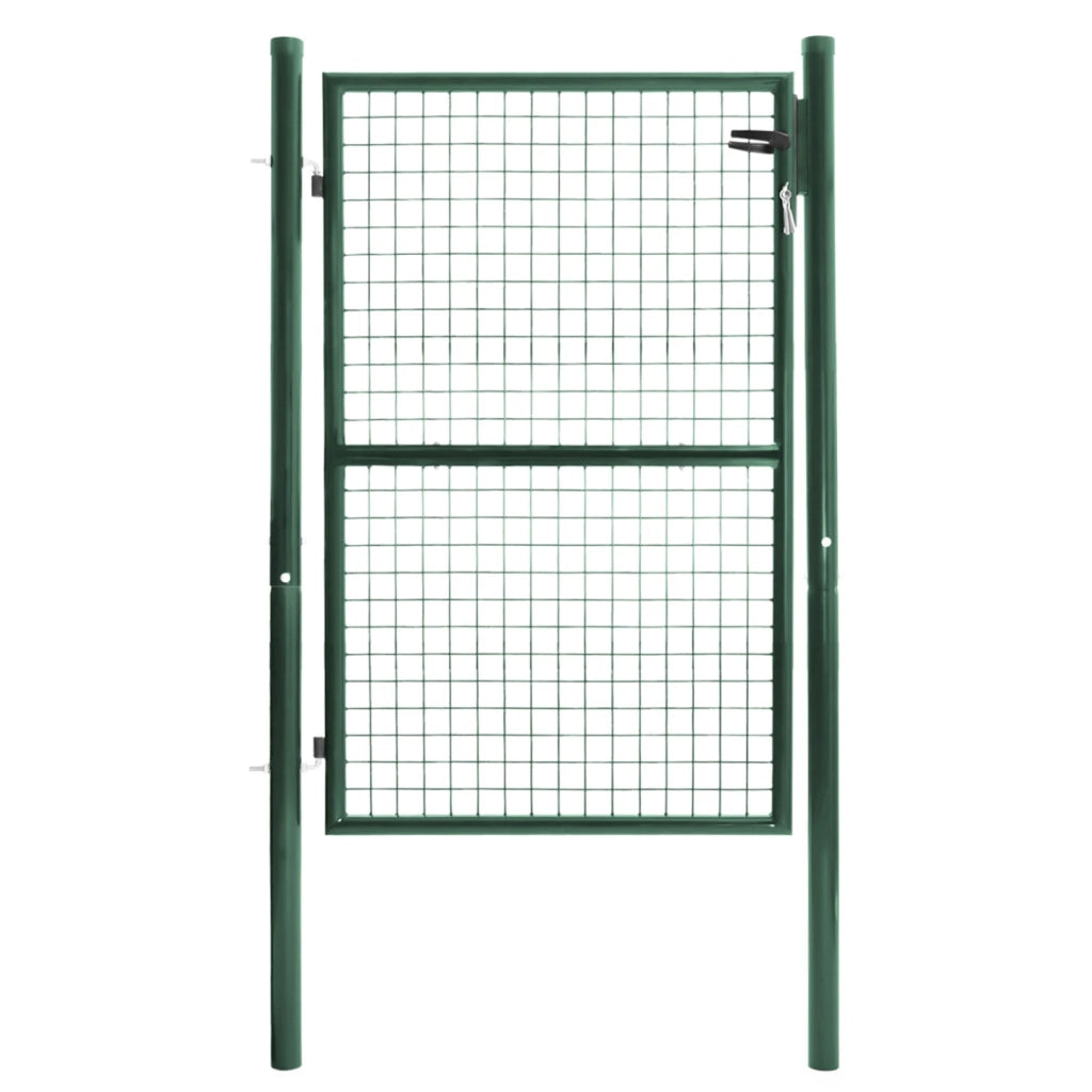 IDMarket - Cancello da giardino in acciaio verde 105 x 125 cm con serratura e maniglia
