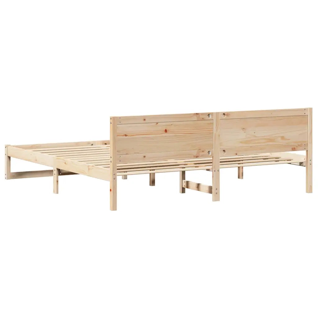 Struttura del letto-Giroletto Naturale 200 x 200 cm Pino massello 694136