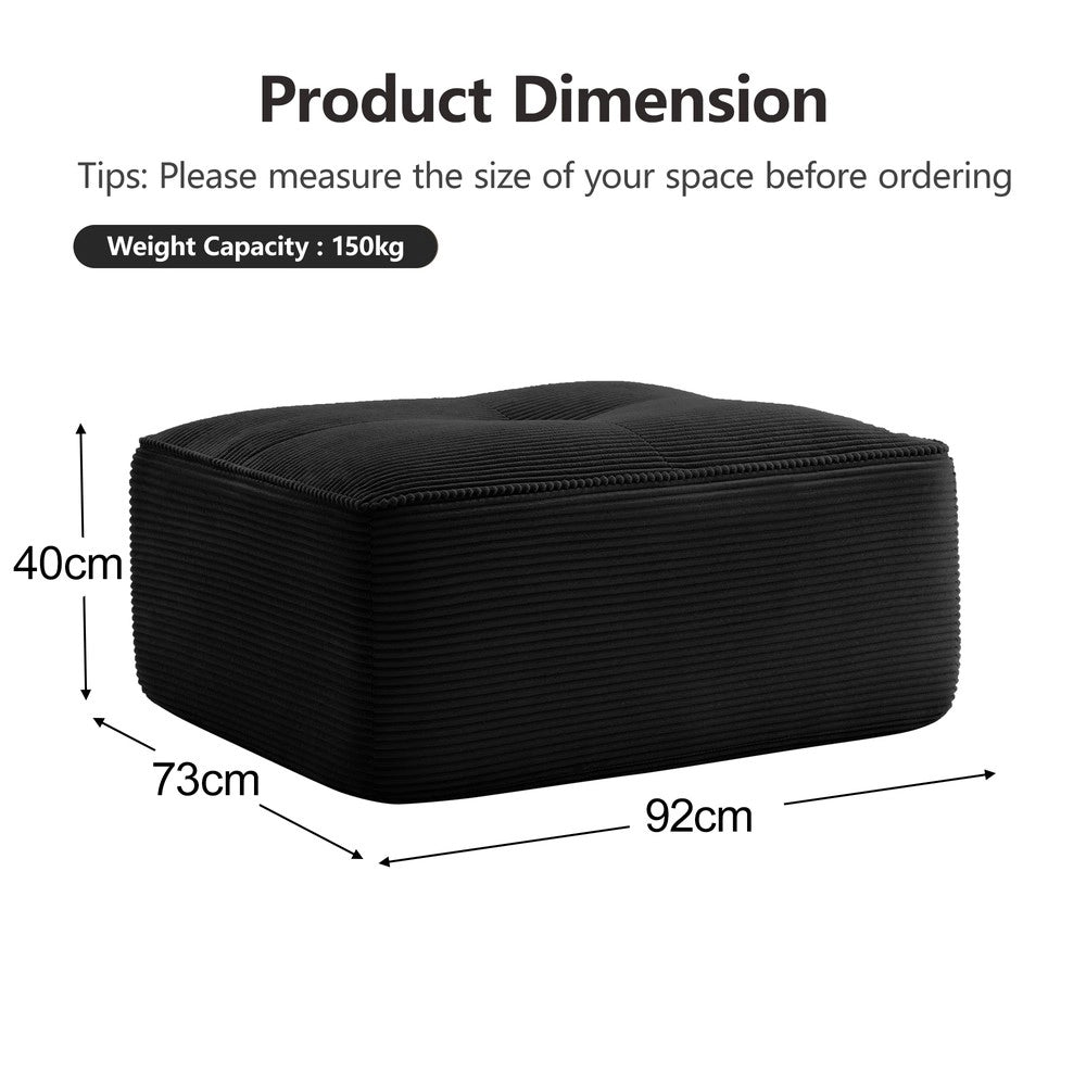 Pouf Cordelia ¨C Minimal ¨C velluto a coste nero
