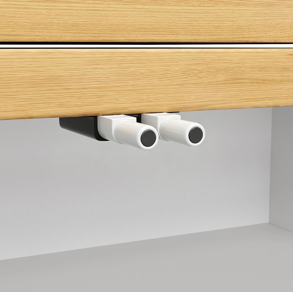 Tavolo allungabile con credenza laterale e luci multicolore, bianco