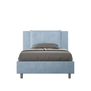 Letto una piazza e mezza senza rete imbottito 120x200 microfibra azzurro Appia